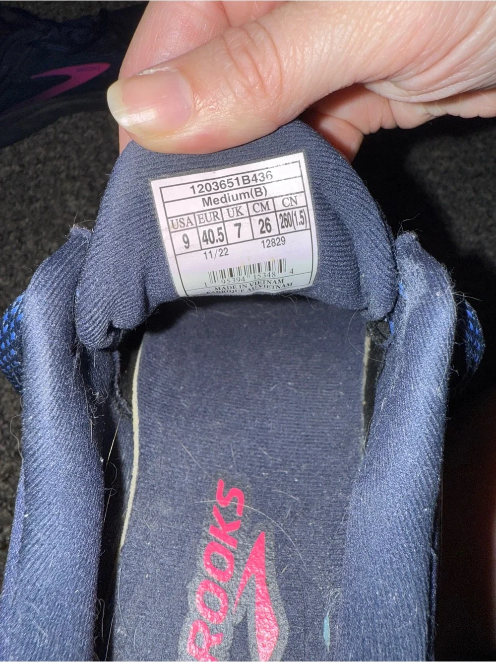 Brooks Women's Navy Running Shoes with Pink Highlights